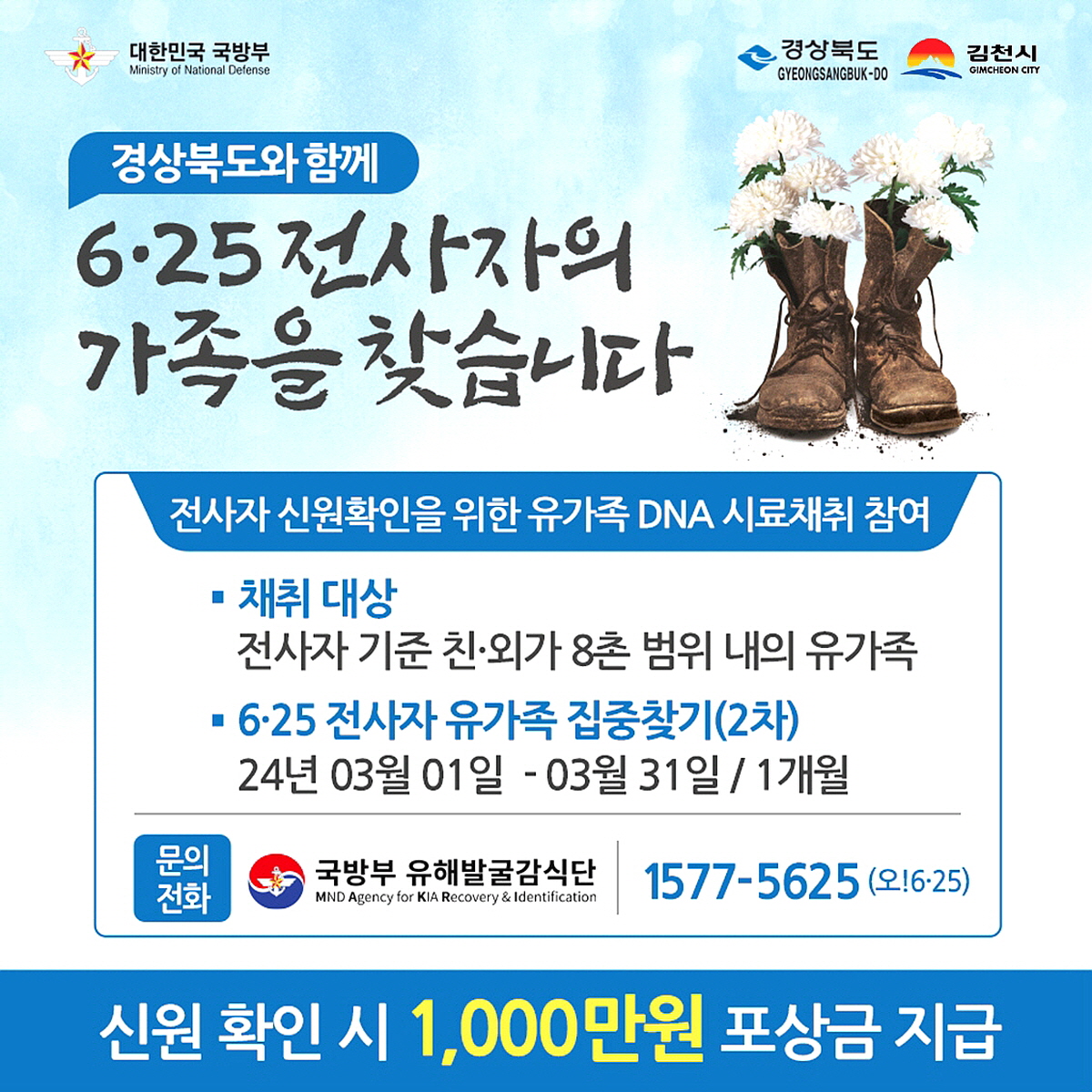 김천시, 3월 한 달간 6·25 전사자 유가족 집중 찾기