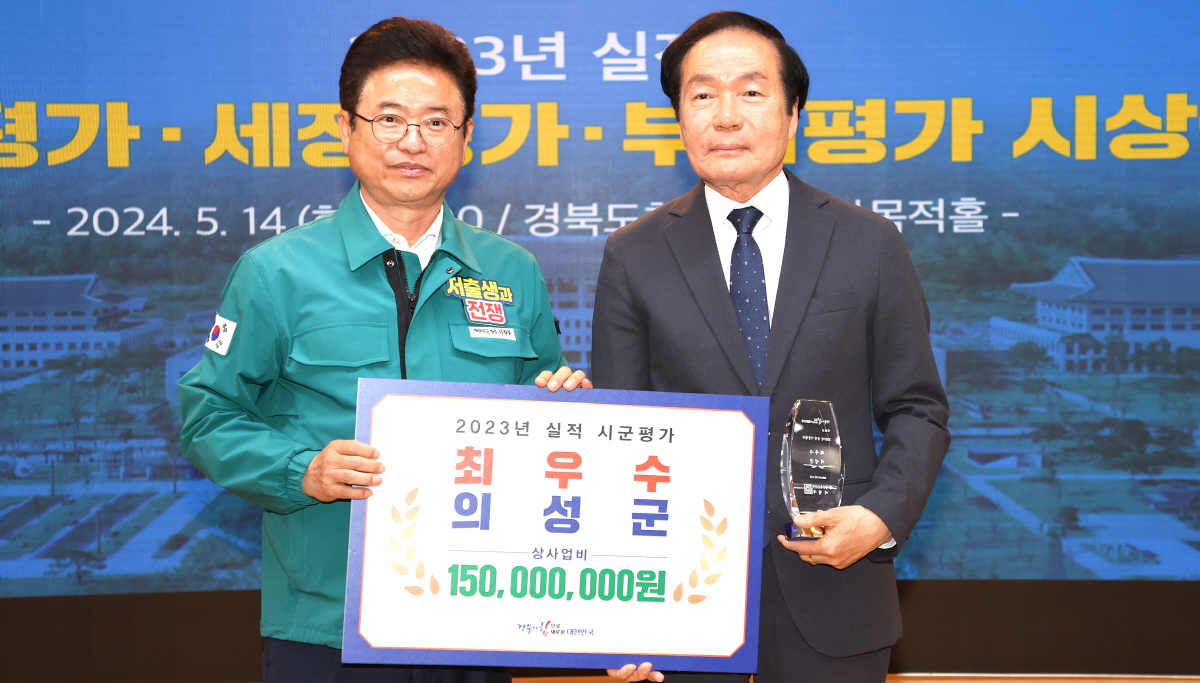  의성군, 경북도 시군평가‘최우수’수상...3년 연속 군부 1위